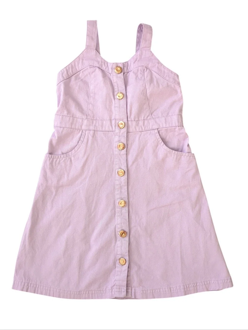 Vince Camuto Girls Lavender Button Down Denim Dress (Size 8)
